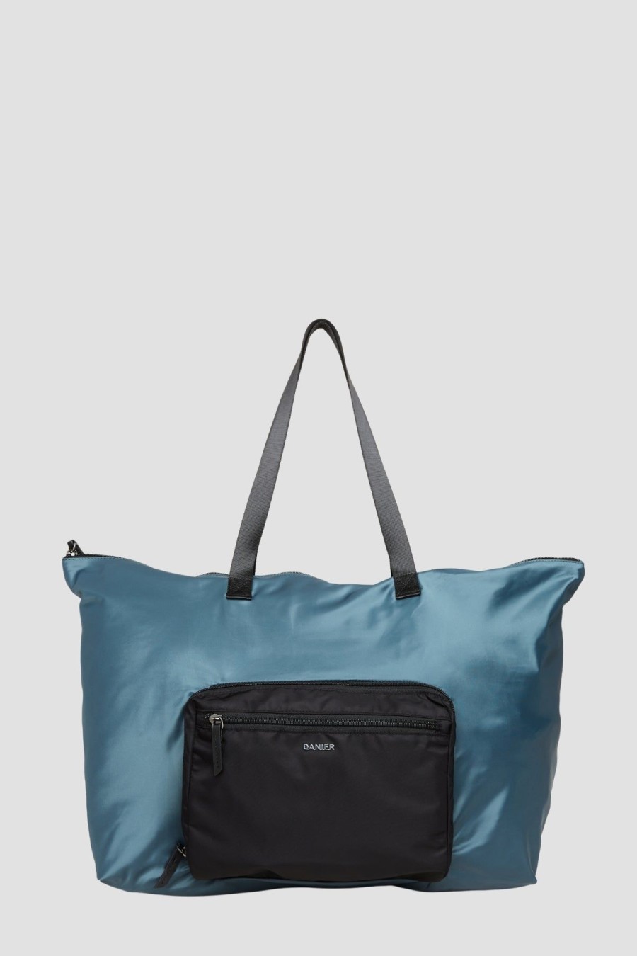 Women Danier Packable Travel Bags | Uptown Tote Bag Black/Steel Blue ...